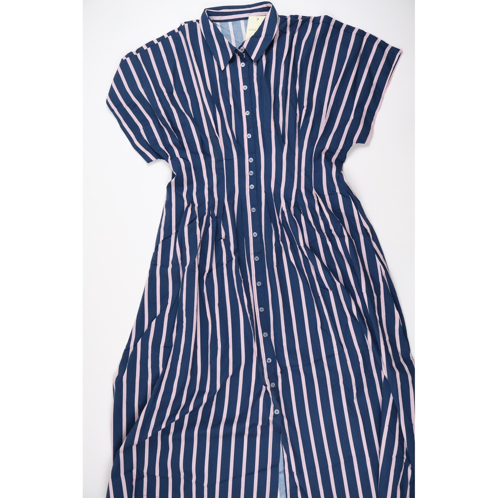 ebossy Shirt Dress Striped Navy Pink Large NWT